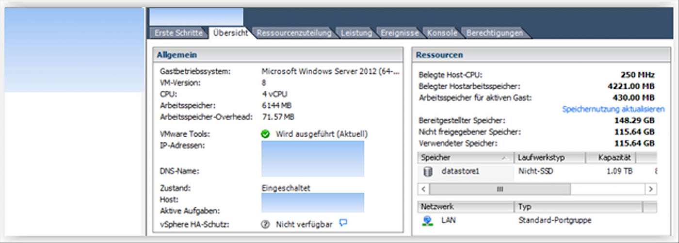 Screenshot: Übersicht Server02