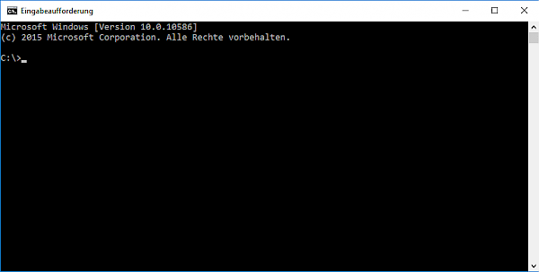 Screenshot: Windows Eingabeaufforderung nach dem Start